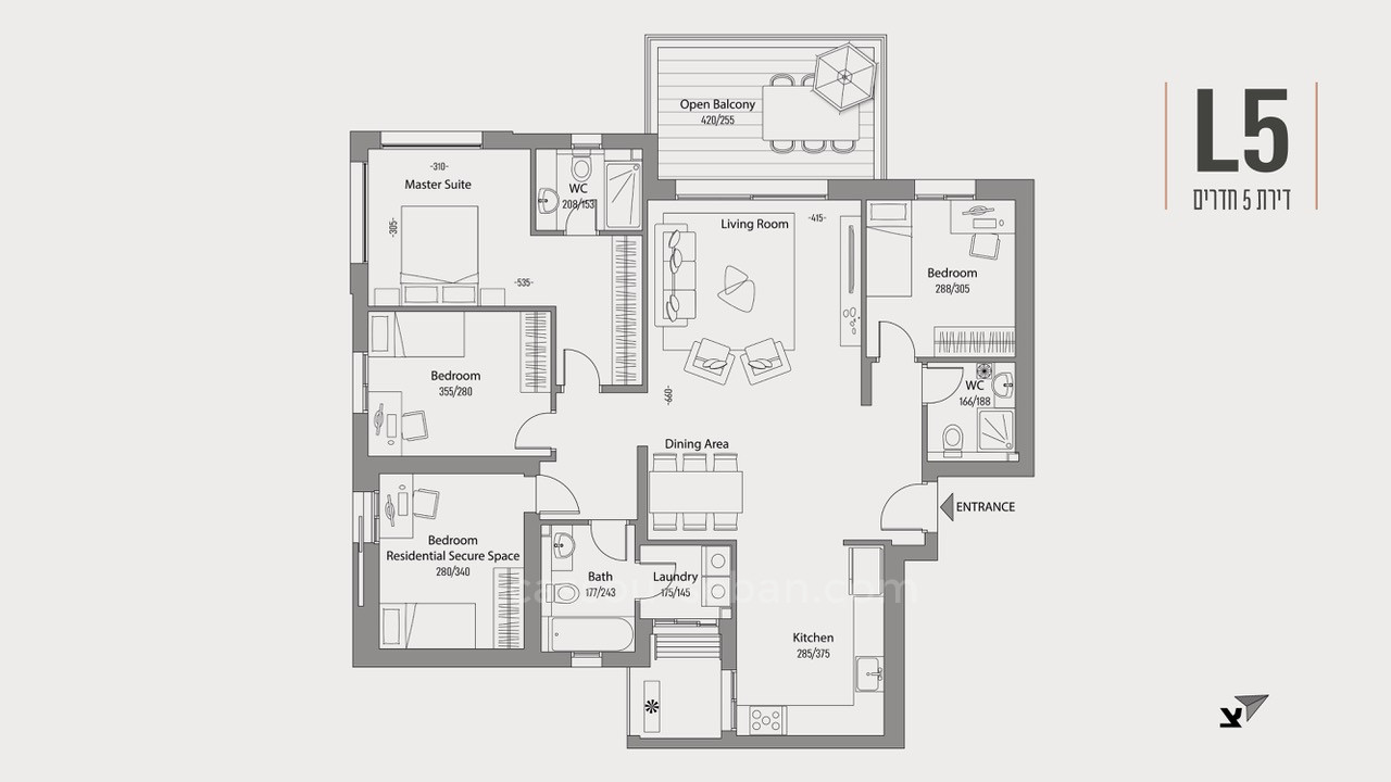 Apartamento 3 cômodos  Jerusalém Holyland 144-IBL-577