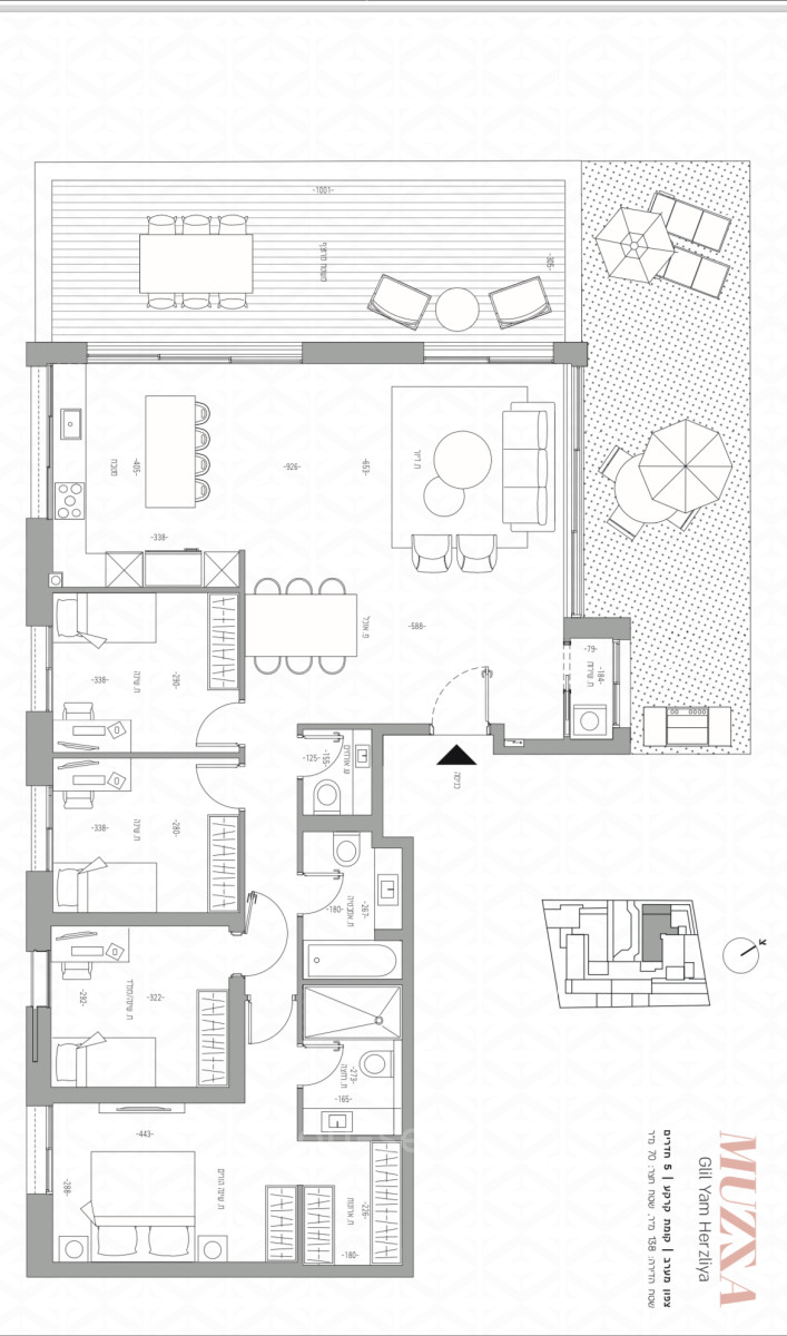 Apartamento garden 5 cômodos  Herzliya Galil Yam 144-IBL-665