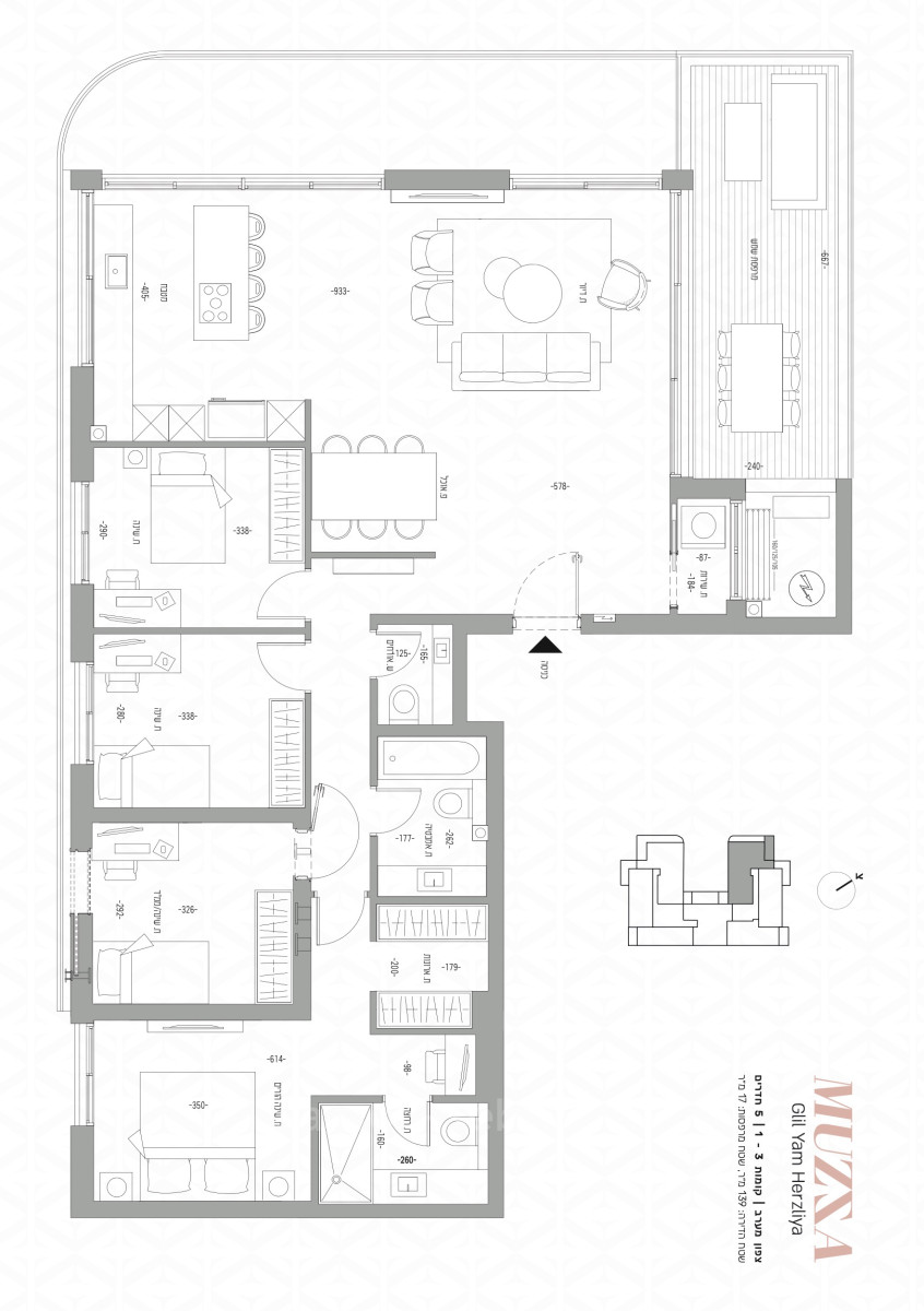 Apartamento garden 5 cômodos  Herzliya Galil Yam 144-IBL-665