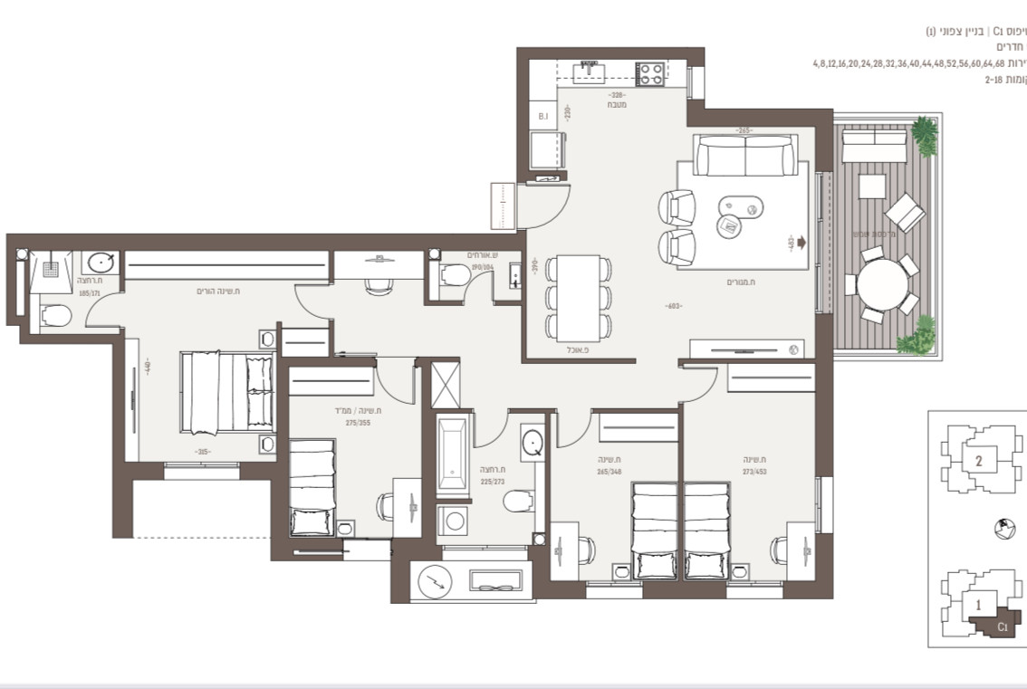 Apartamento 5 cômodos Jerusalém Arnona 144-IBL-681