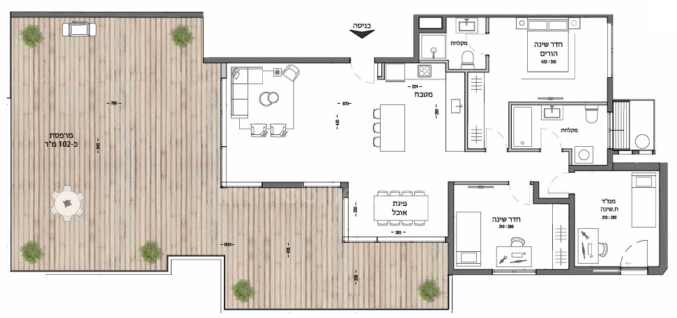 Cobertura 4 cômodos Ashdod Alef 15-IBL-2942
