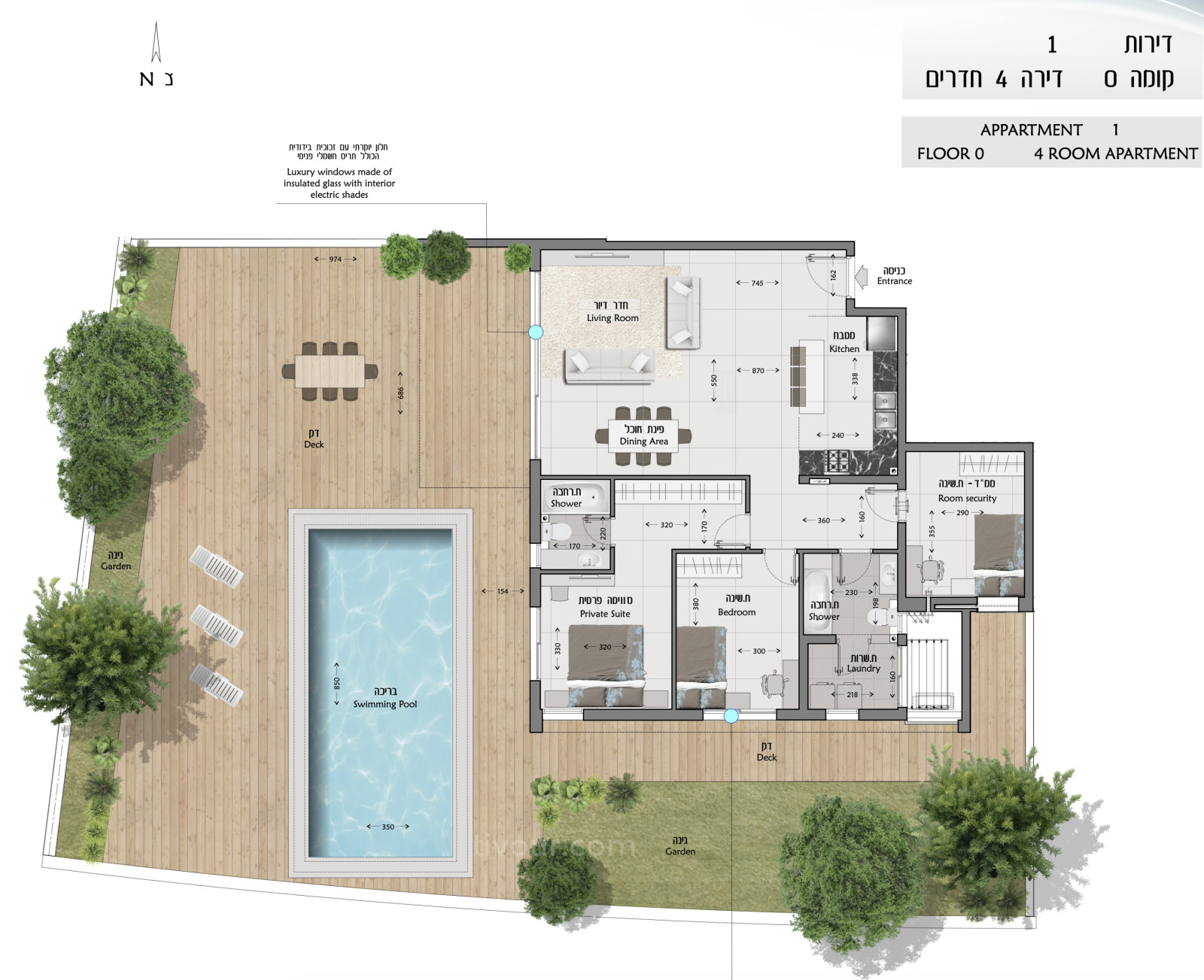 Apartamento 4 cômodos  Ashdod Marina 210-IBL-1987