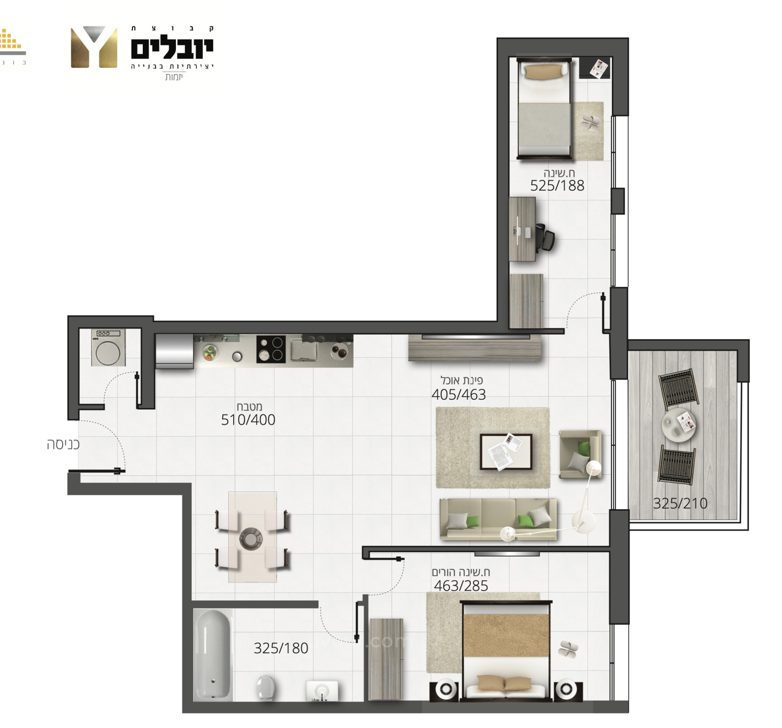 Apartamento 2.5 cômodos  Ashdod Het 210-IBL-2052