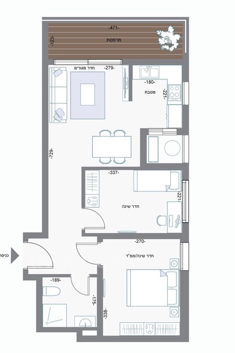 Apartamento 3 cômodos Bat yam Bat yam 210-IBL-2116