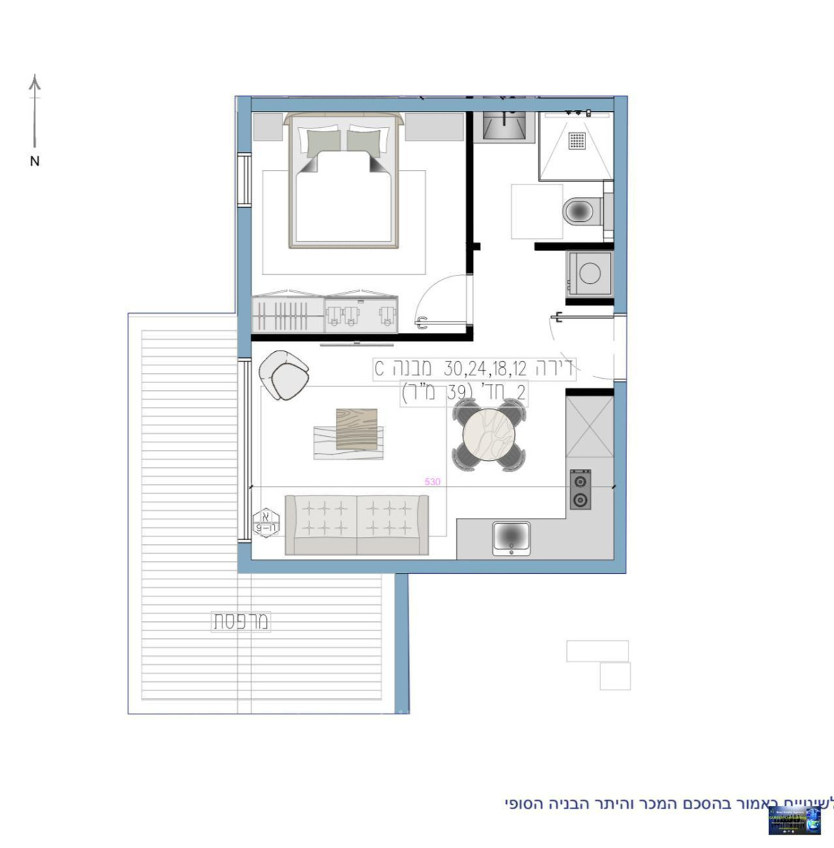 Apartamento 2 cômodos  Eilat Eilat 288-IBL-484