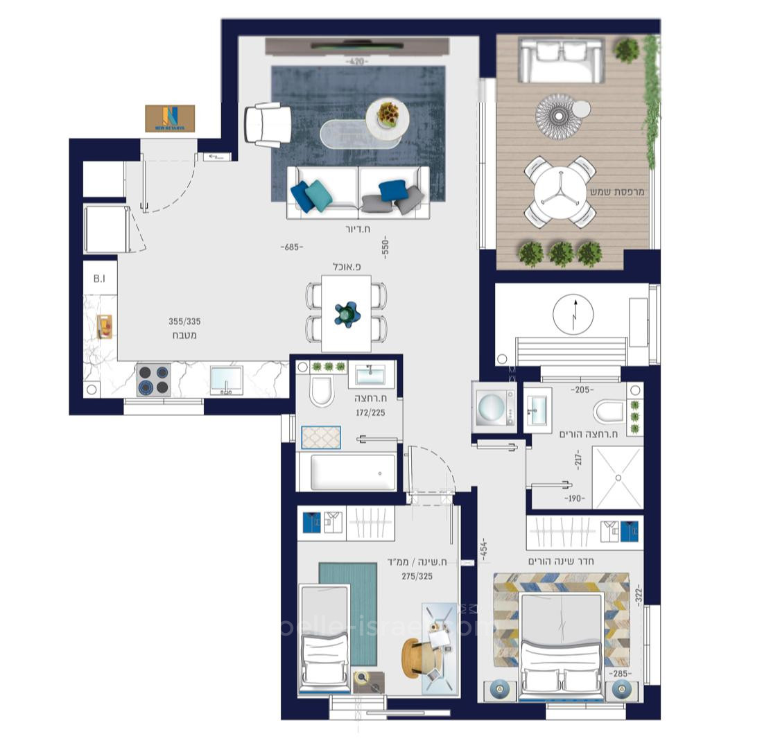 Apartamento 1 cômodos  Netanya Agamim 316-IBL-1700