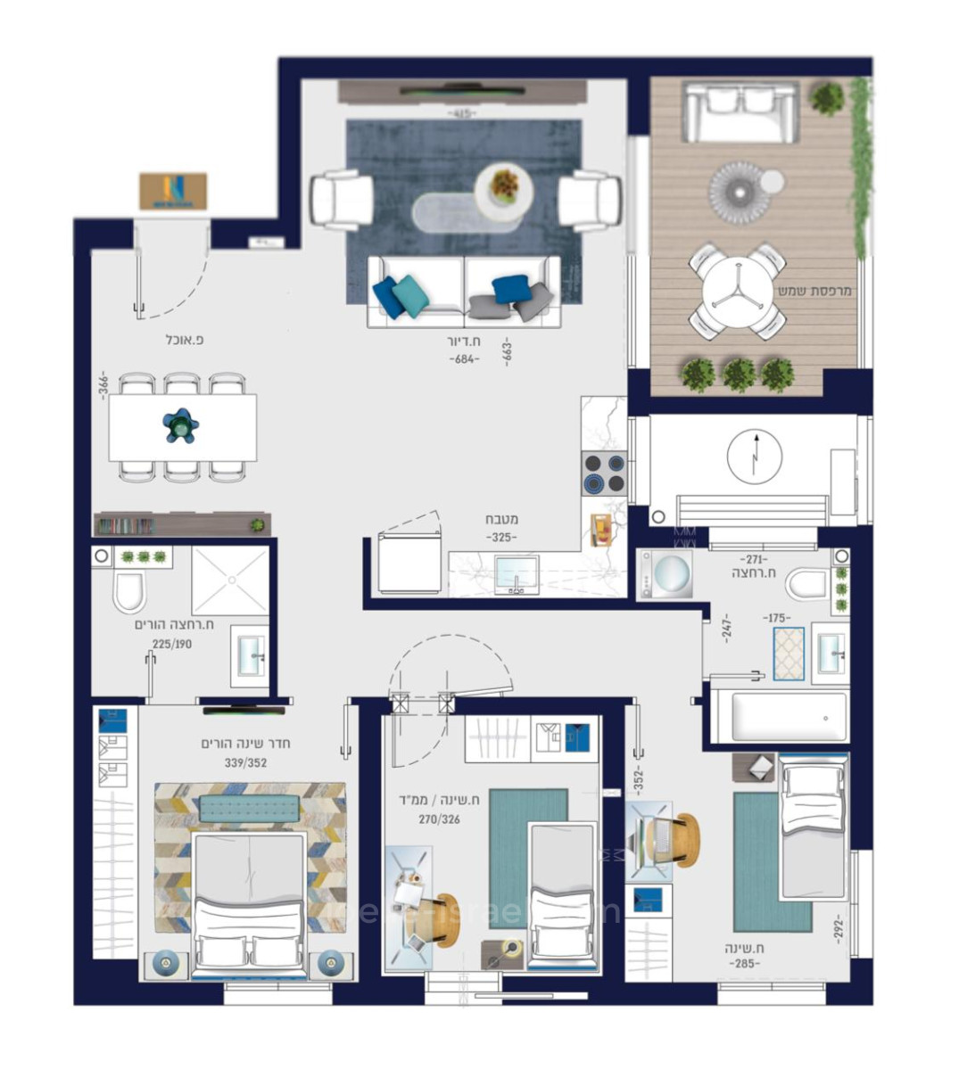 Apartamento 1 cômodos  Netanya Agamim 316-IBL-1700