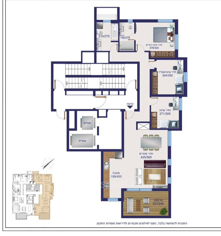 Apartamento 4 cômodos  Netanya Kikar 316-IBL-1707