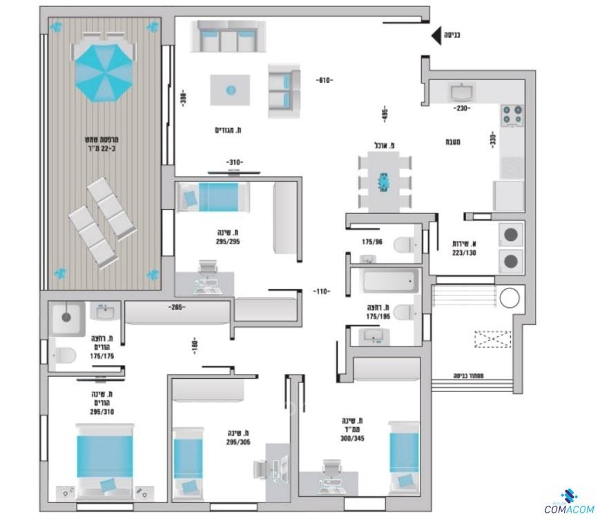 Apartamento 3.5 cômodos  Hadera Hadera 342-IBL-6042