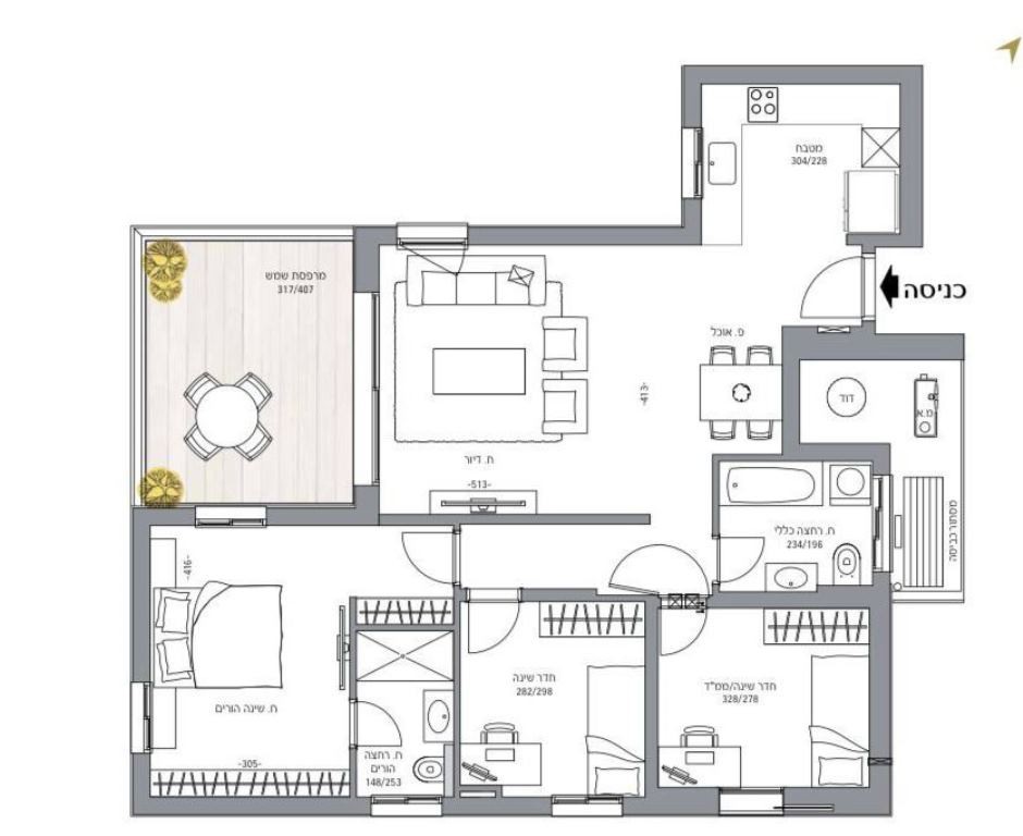 Apartamento 4 cômodos  Netanya Mar 342-IBL-6177