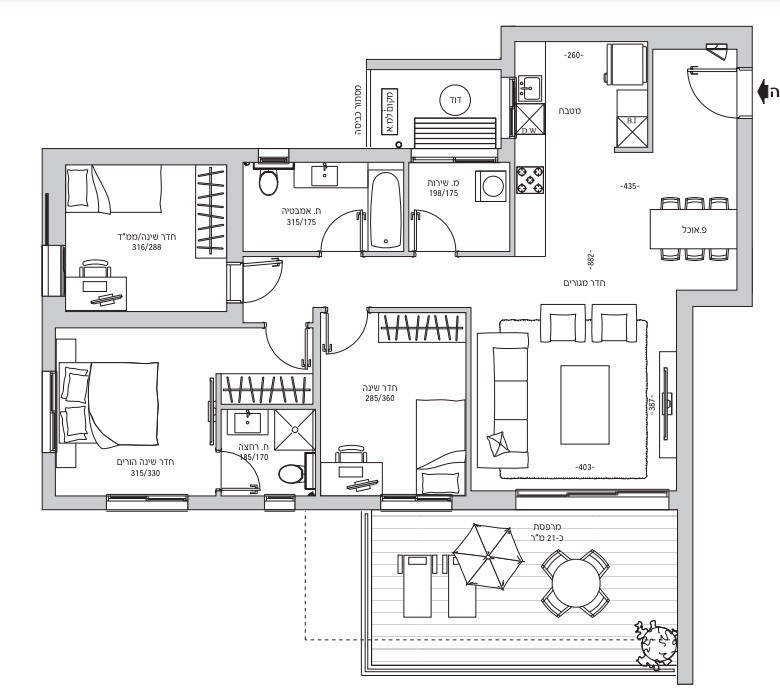 Apartamento 3 cômodos  Rishon Le Tzion Centro da cidade 342-IBL-6231