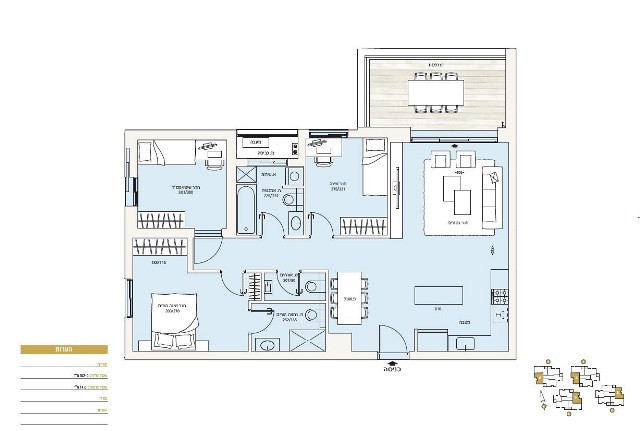 Apartamento 3 cômodos  Herzliya Gan Rachal 342-IBL-6326