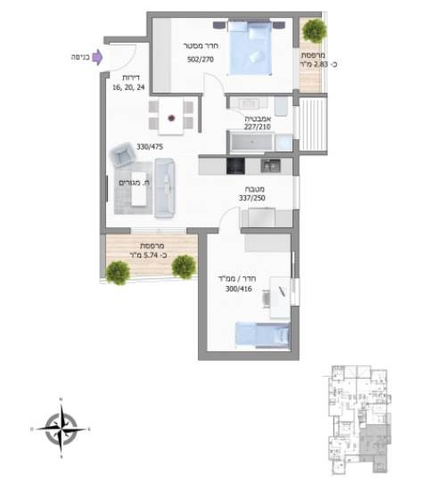 Apartamento 3 cômodos  Bat yam Bat yam 342-IBL-6335