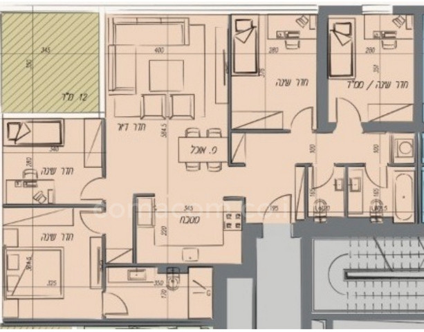 Apartamento 5 cômodos  Tel Aviv Sarona 342-IBL-6348