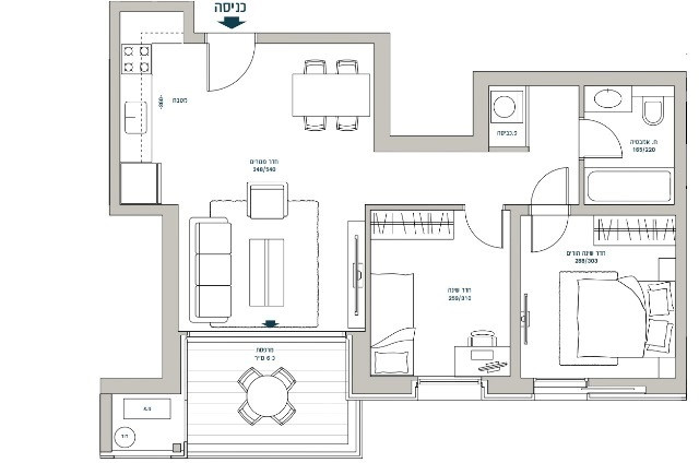 Apartamento 3 cômodos  Jerusalém Kiryat Yovel 342-IBL-6349