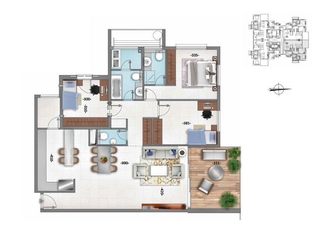 Apartamento 4 cômodos  Netanya Centro da cidade 342-IBL-6357