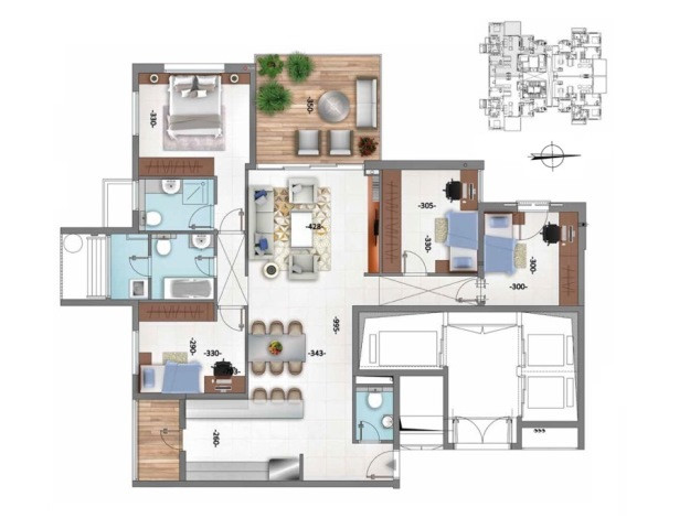 Apartamento 4 cômodos  Netanya Centro da cidade 342-IBL-6357