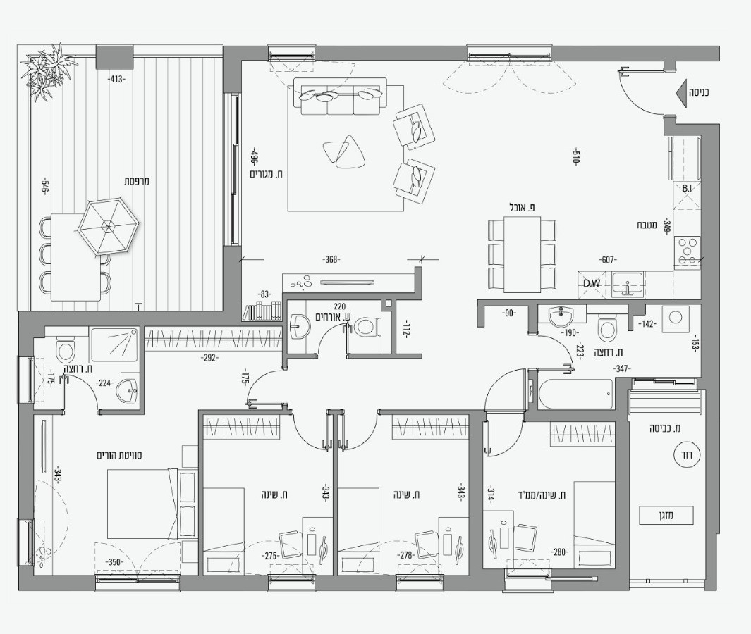 Apartamento 3 cômodos  Netanya Mar 342-IBL-6564