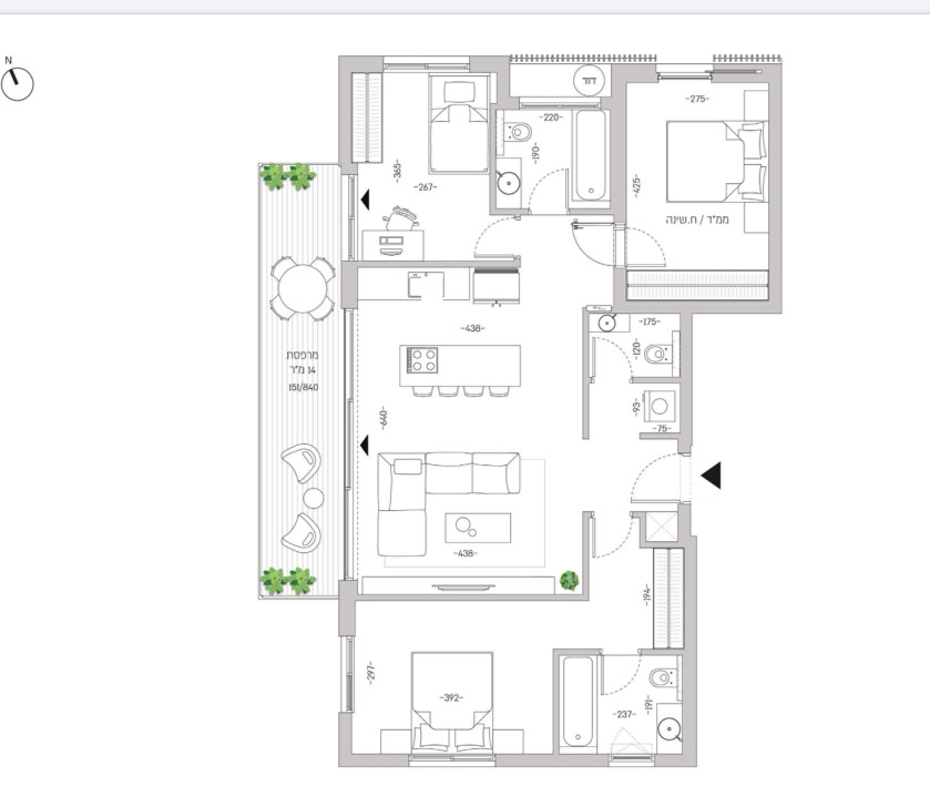 Apartamento 4 cômodos  Tel Aviv Dizengof 342-IBL-6613