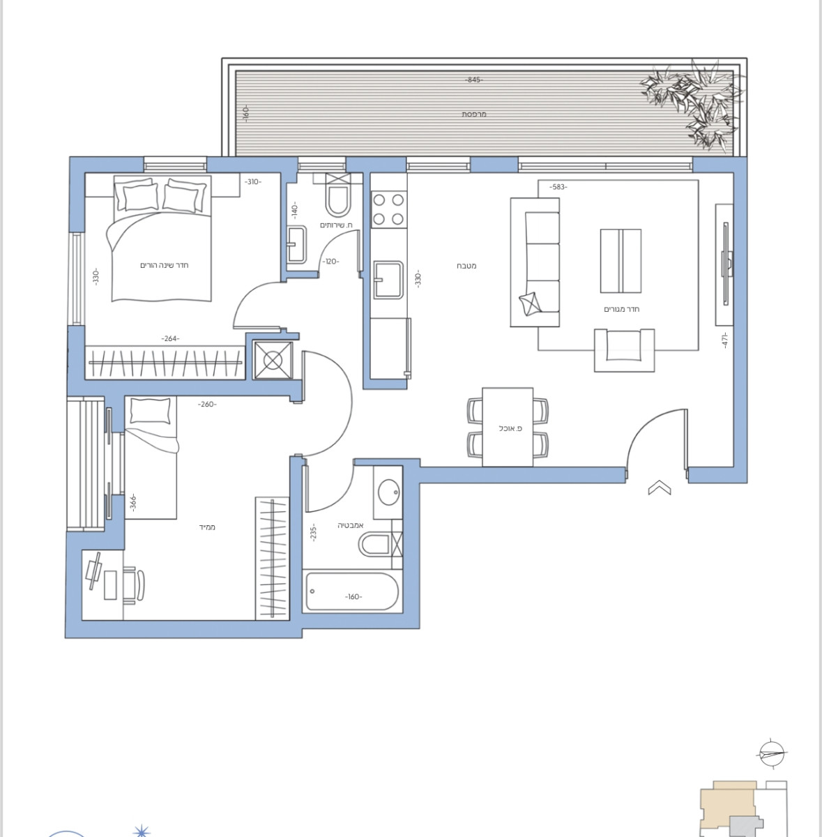 Apartamento 3 cômodos  Tel Aviv Dizengof 342-IBL-6628