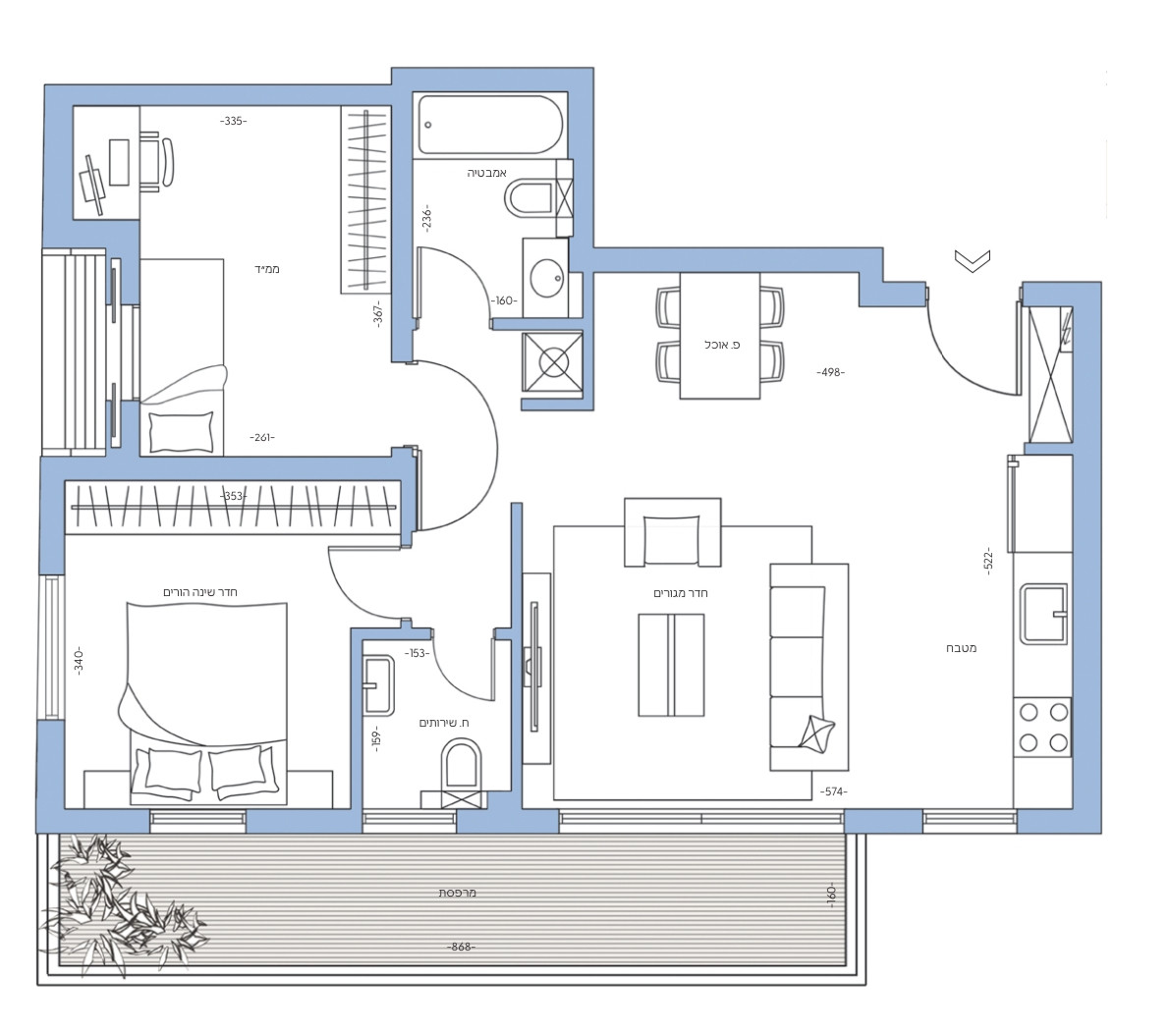 Apartamento 3 cômodos  Tel Aviv Dizengof 342-IBL-6628