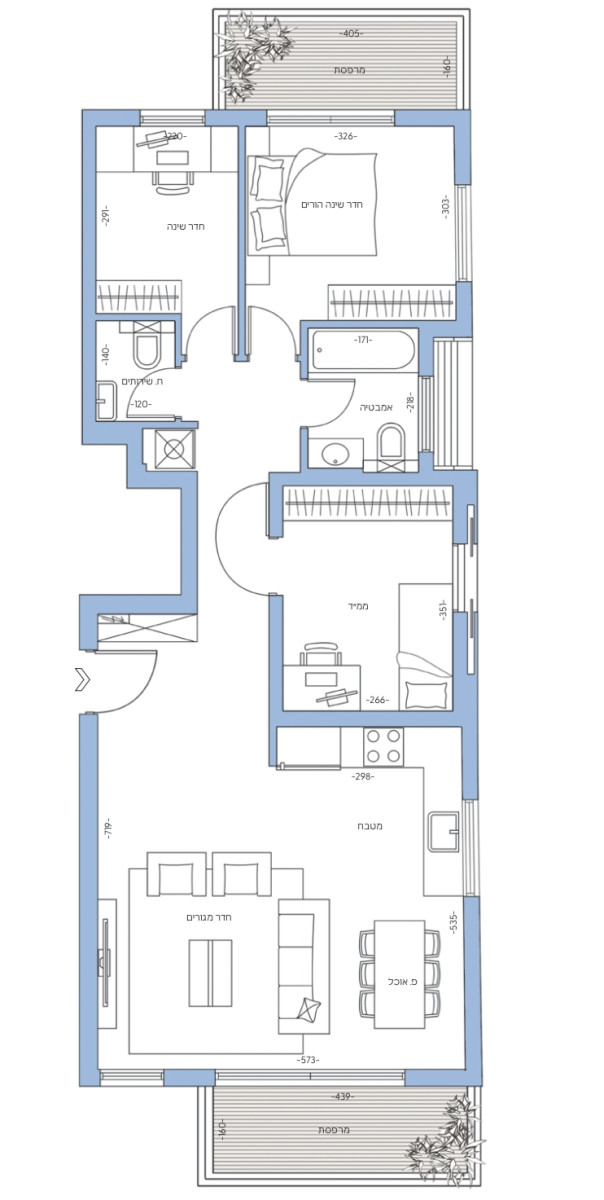 Apartamento 3 cômodos  Tel Aviv Dizengof 342-IBL-6628