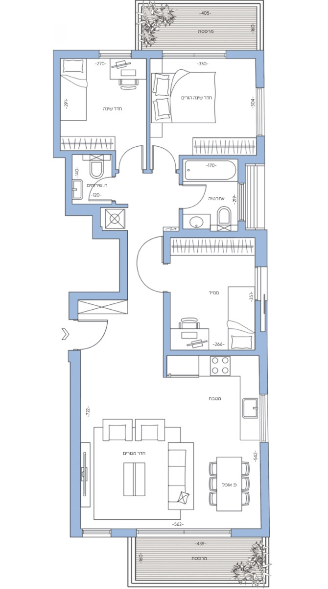 Apartamento 3 cômodos  Tel Aviv Dizengof 342-IBL-6628