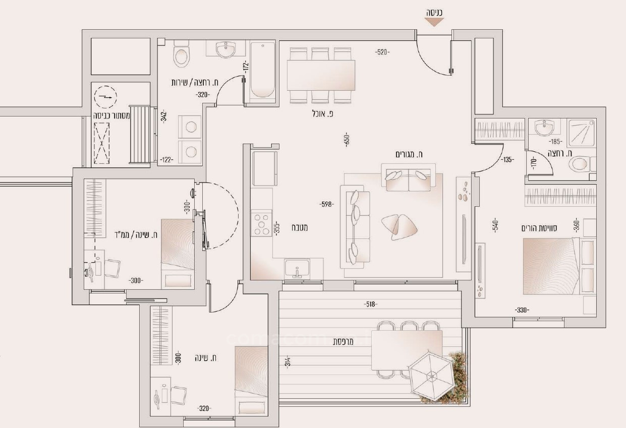 Apartamento 4 cômodos  Hadera Ein a Yam 342-IBL-6641