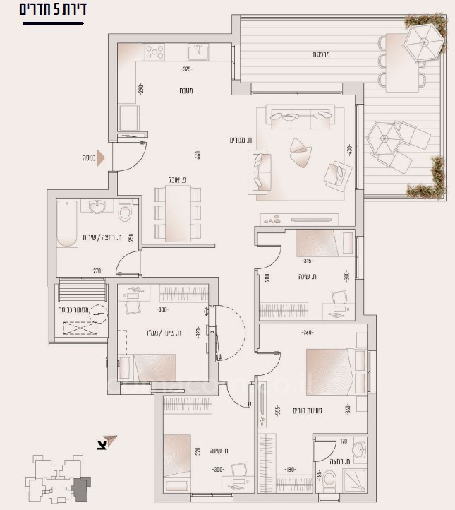 Apartamento 4 cômodos  Hadera Ein a Yam 342-IBL-6641