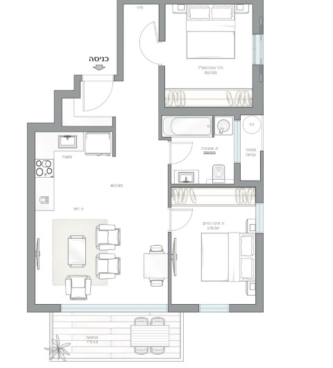 Apartamento 3 cômodos  Tel Aviv Dizengof 342-IBL-6740