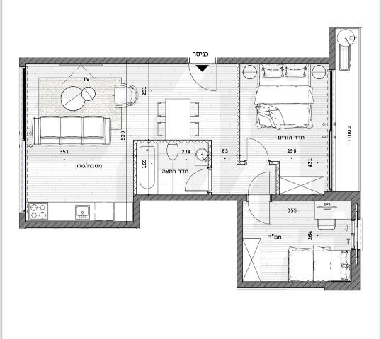 Apartamento 3 cômodos  Tel Aviv Centro da cidade 342-IBL-6741