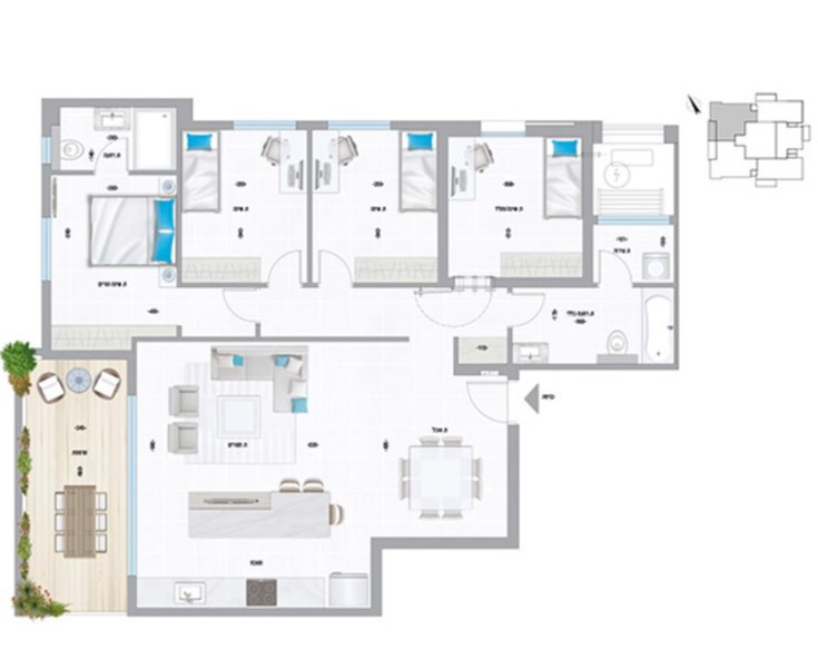 Apartamento 3 cômodos Bat yam Bat yam 342-IBL-6861