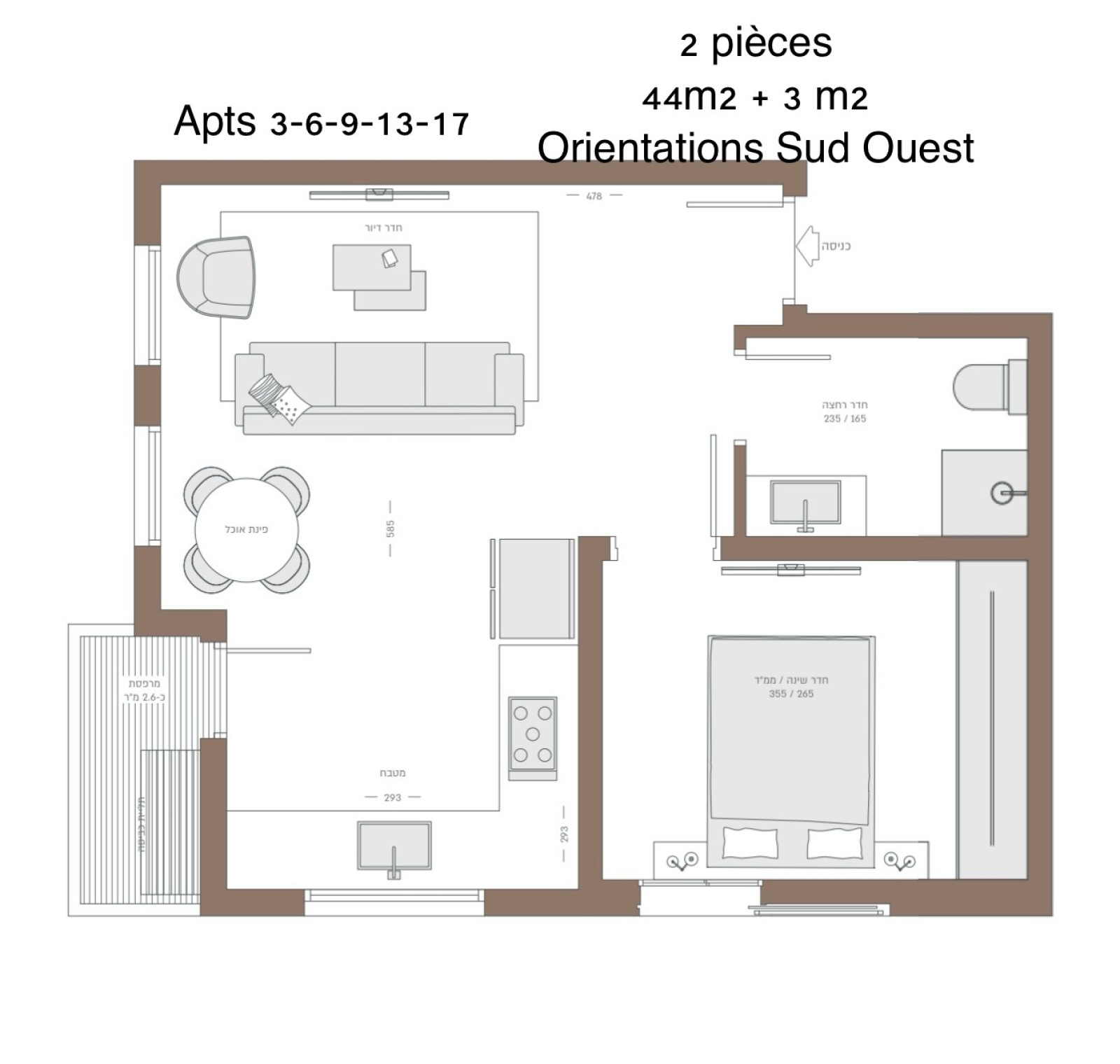 Apartamento 3 cômodos Tel Aviv Florentine 357-IBL-1544