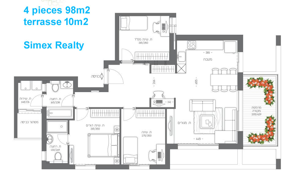 Apartamento 3 cômodos  Jerusalém Talpiot 427-IBL-621