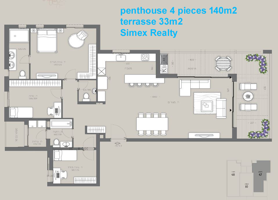 Apartamento 3 cômodos  Jerusalém Talpiot 427-IBL-621