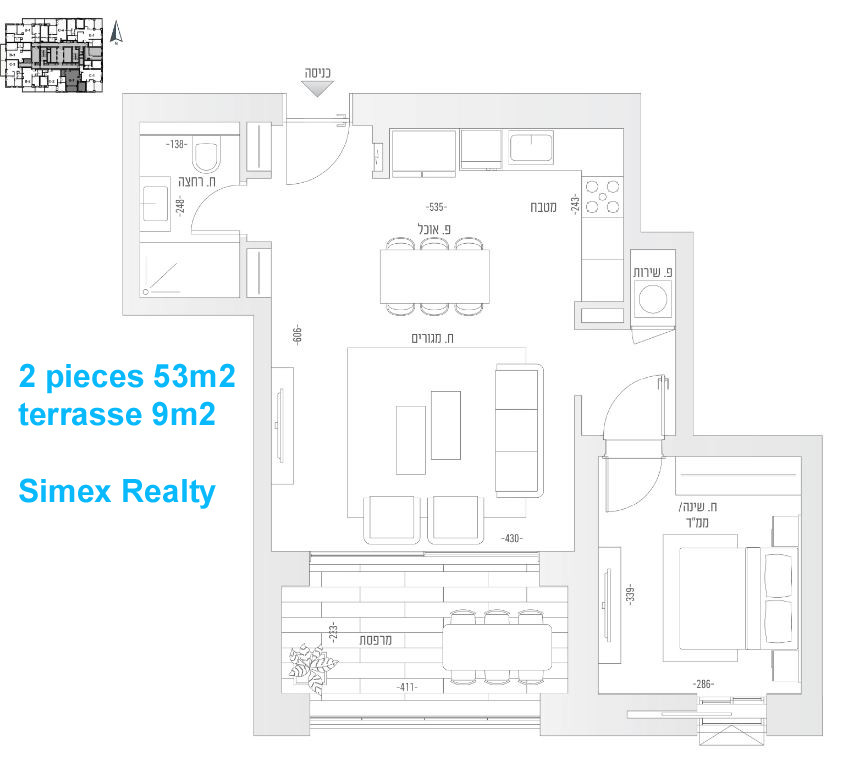 Apartamento 2 cômodos  Jerusalém Katamon 427-IBL-626