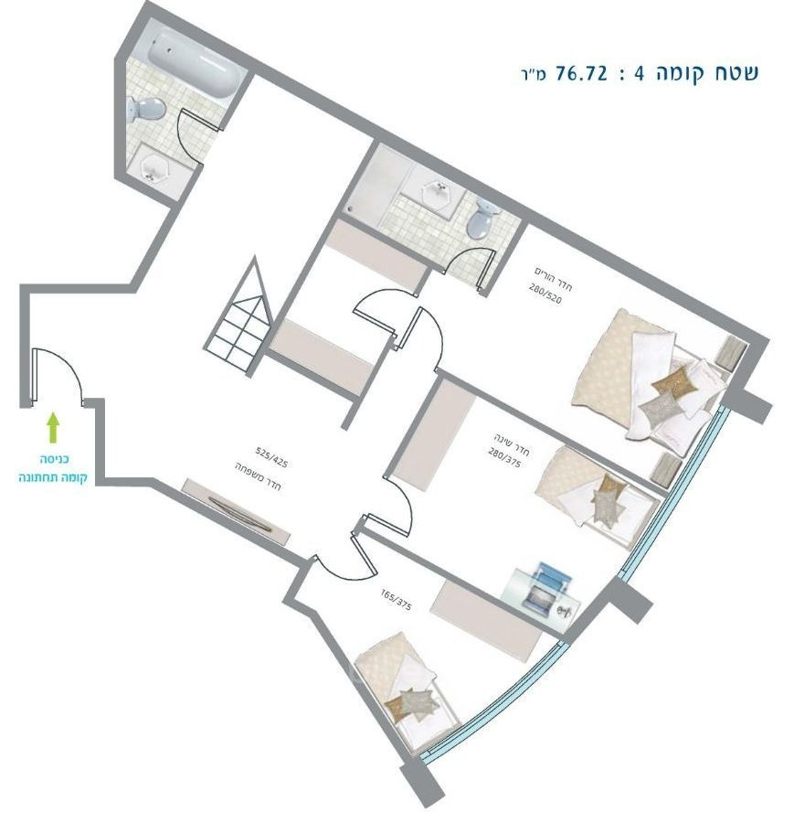 Duplex 4 cômodos  Tel Aviv Centro da cidade 457-IBL-1138