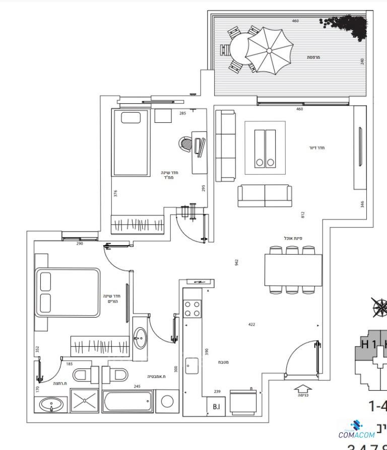 Apartamento 4 cômodos  Ashdod Dalet 511-IBL-1096