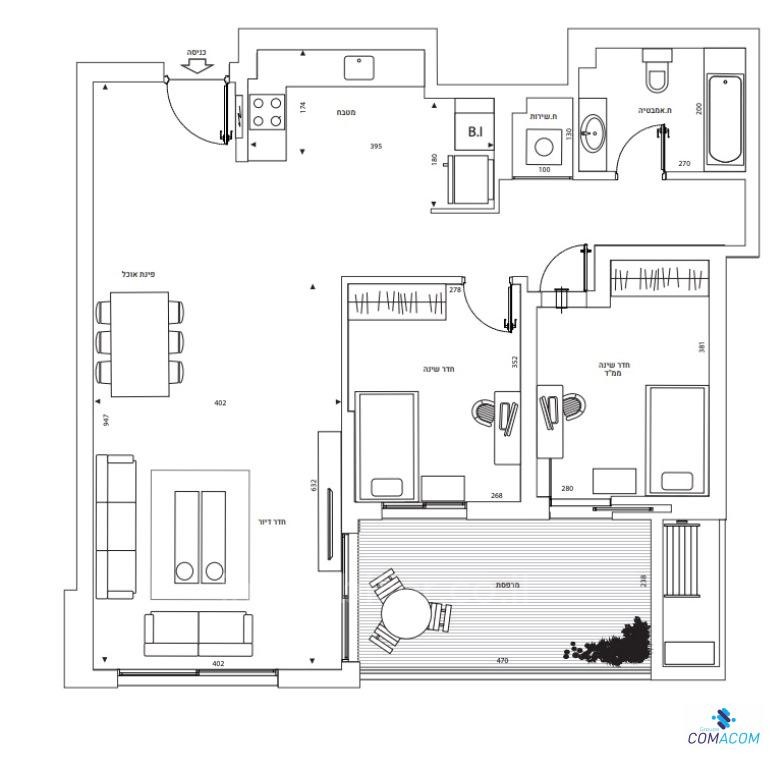 Apartamento 4 cômodos  Ashdod Dalet 511-IBL-1096