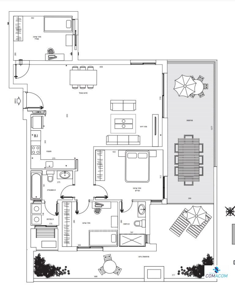 Apartamento 4 cômodos  Ashdod Dalet 511-IBL-1096