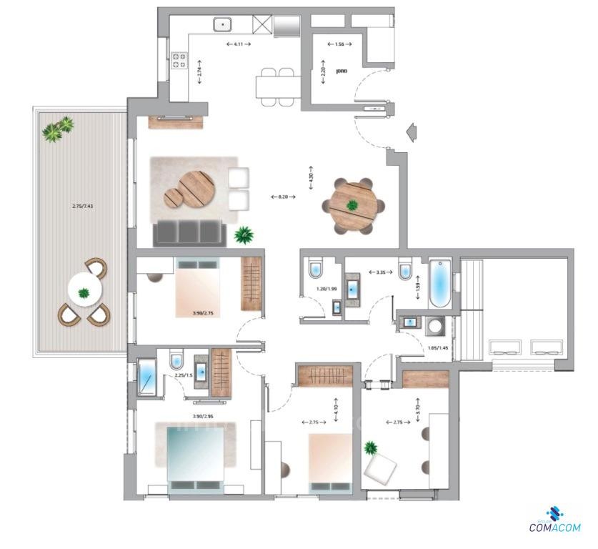 Apartamento 3 cômodos  Ashdod Mar 511-IBL-1137