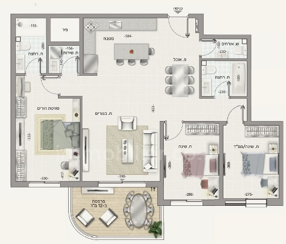 Apartamento 3 cômodos  Ashdod Alef 511-IBL-1157