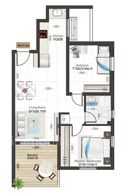 Apartamento 4 cômodos  Eilat Eilat 511-IBL-1612