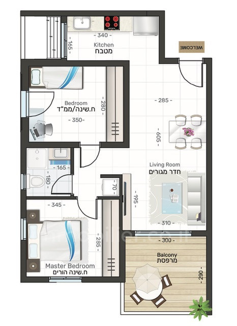 Apartamento 4 cômodos  Eilat Eilat 511-IBL-1612