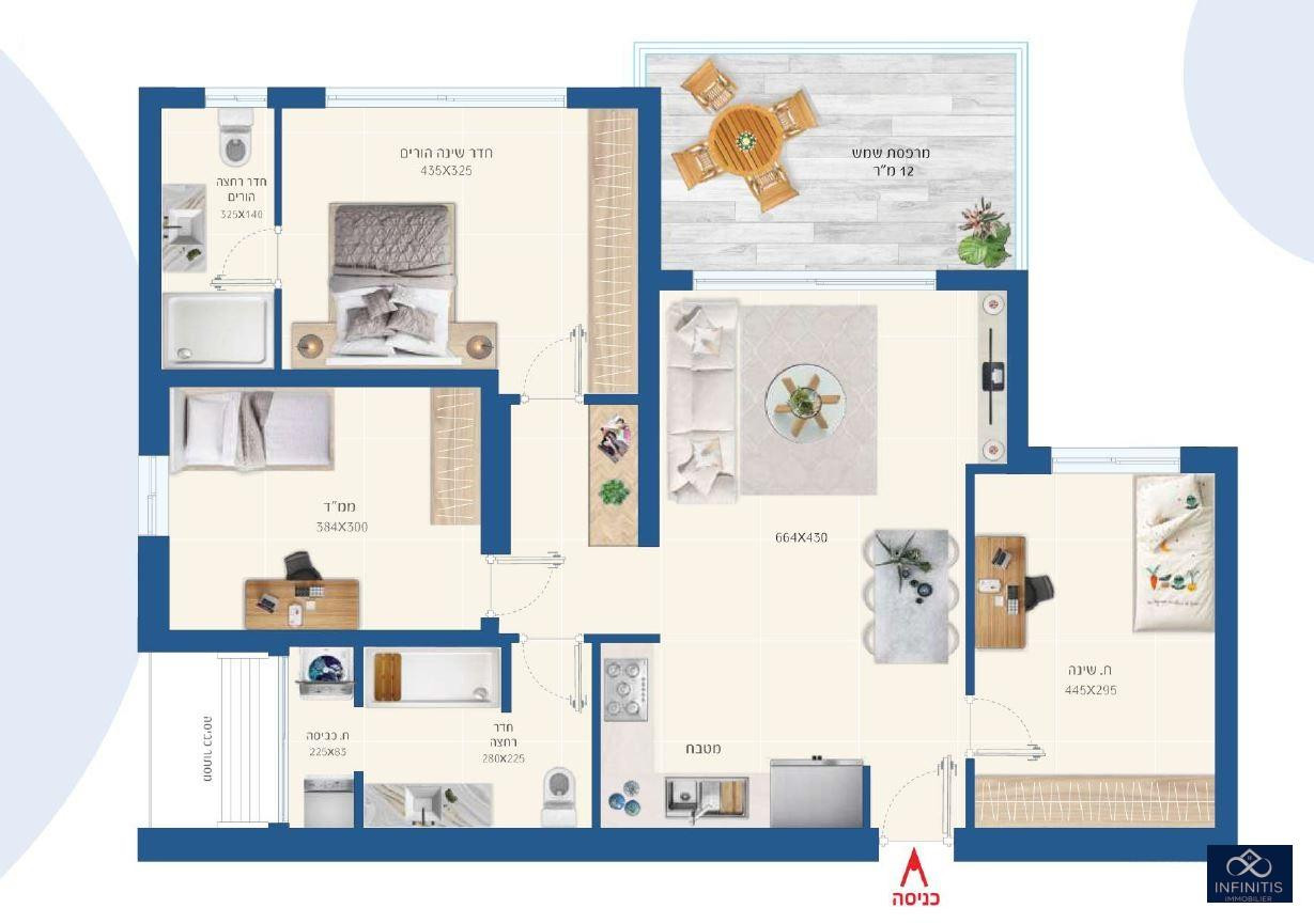 Apartamento 4 cômodos  Ashdod Dalet 527-IBL-102