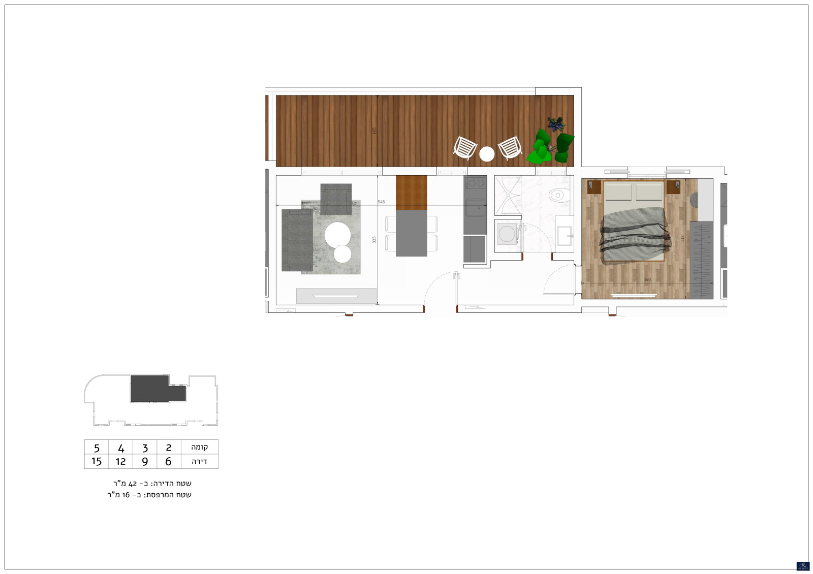 Apartamento 2 cômodos  Herzliya Herzliya 527-IBL-85