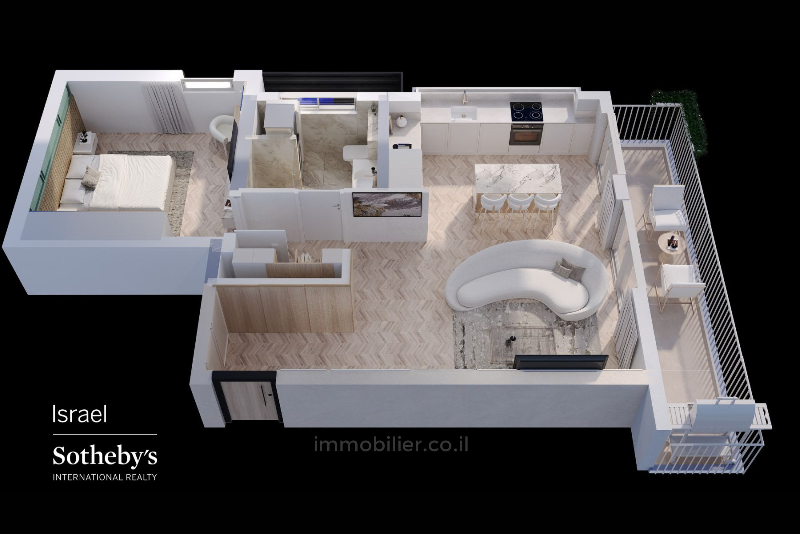 Apartamento 2 cômodos Tel Aviv Lev Tel-Aviv 651-IBL-34