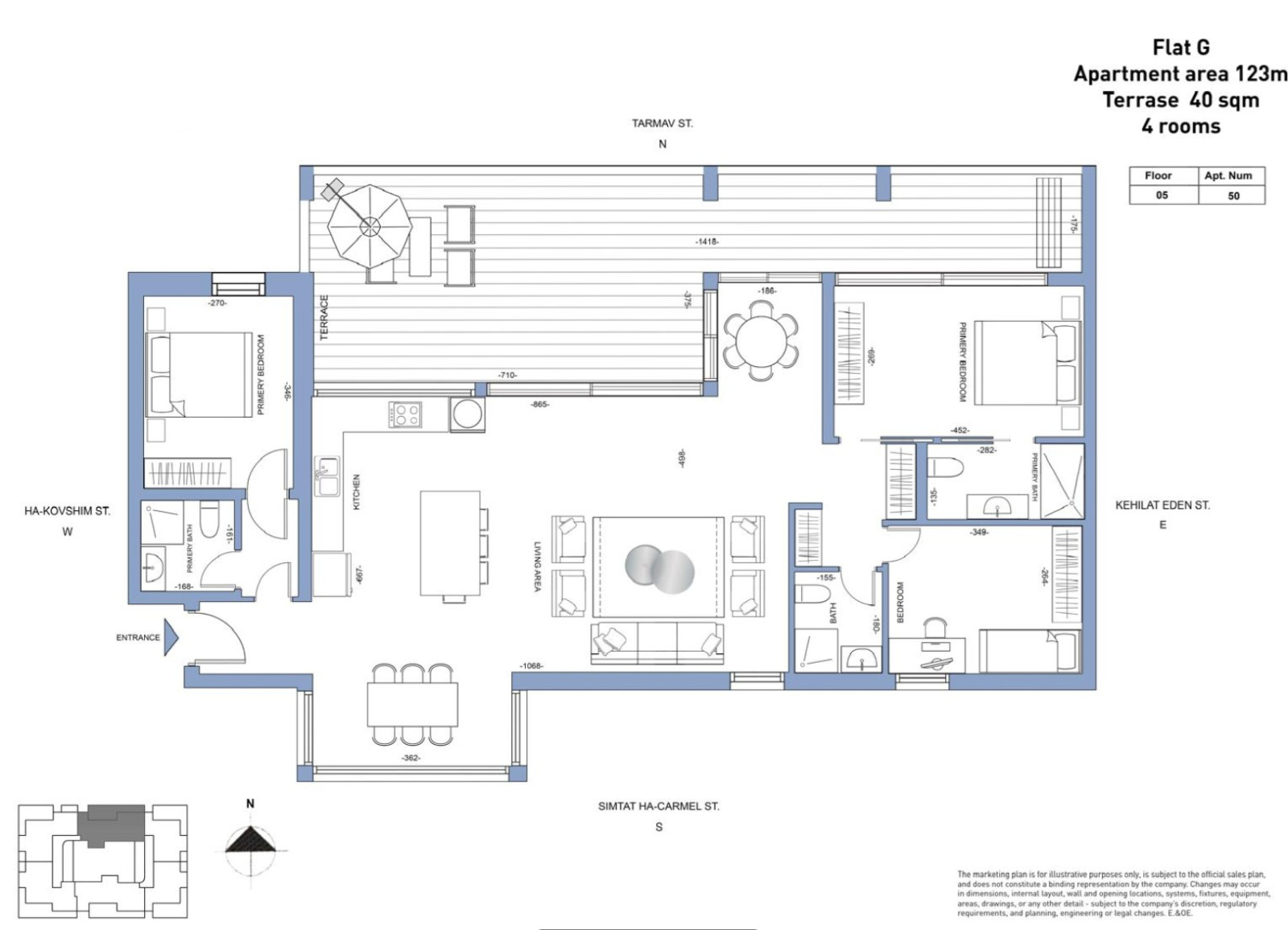 Apartamento 4 cômodos Tel Aviv Lev Tel-Aviv 828-IBL-111