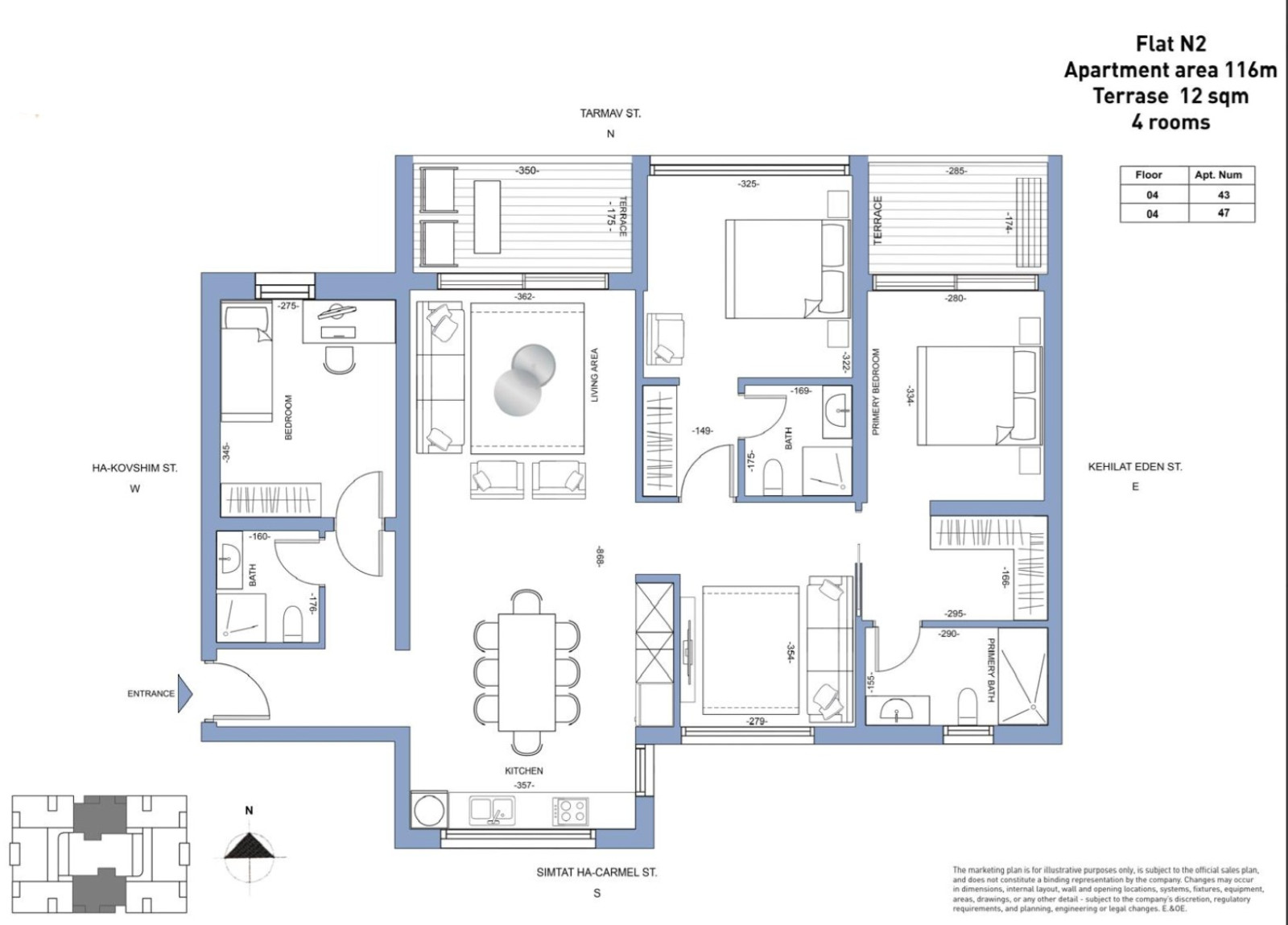 Apartamento 4 cômodos Tel Aviv Lev Tel-Aviv 828-IBL-112