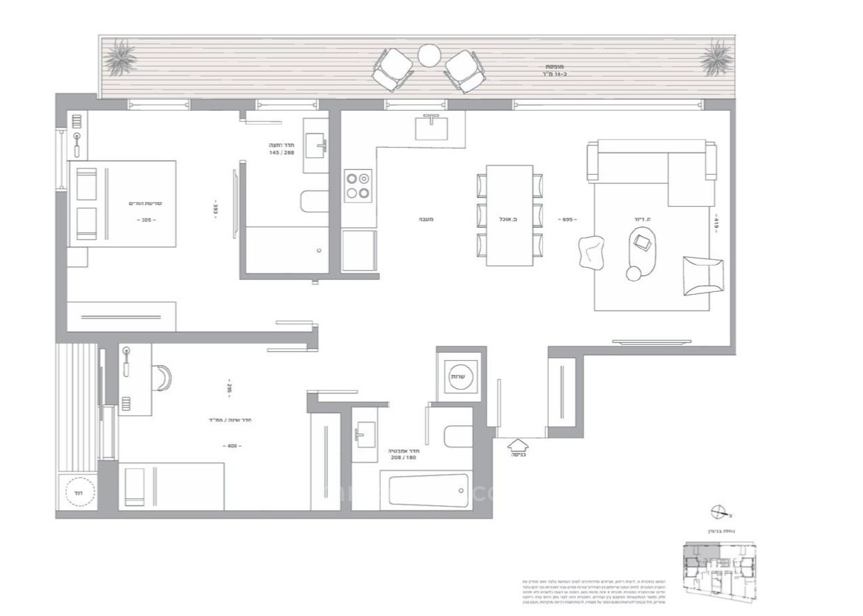 Cobertura 3 cômodos Tel Aviv Neve Tsedek 828-IBL-130